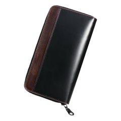 【新品未開封】財布 メンズ 栃木レザー 長財布日本製  本革 大容量 YKKファスナー 縦型カード収納 一流の財布職人が作る カードたくさん入る ウォレット ギフトボックス (ブラック＋コーヒー) LL7180PSLLB