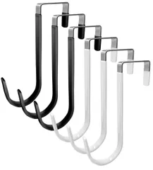 【在庫処分】帽子掛け 服 ア吊り ネクタイ ドア掛け タオル フック バッグ フック 小物 ドアハンガー 玄関 ドア吊り 頑丈な金属製 ドアフック 収納 アハンガー 取付け簡単（3黒3白） 6個セット