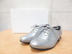 【箱付き】 YOSUKE ヨースケ 本革レースアップシューズ パンプス 無地 シルバー 22.5cm 5510156