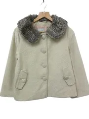 【送料無料】【美品】シューラルー ショート丈コート ジャケット フェイクファー襟 ベージュ系 レディース Mサイズ ■管理番号L25190AWS21-210522-10-3（4）6/08