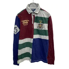 POLO RALPH LAUREN 長袖 ポロシャツ S エンジ ネイビー ホワイト ポロラルフローレン ハーフボタン ラガーシャツ 刺繍 秋物 a709-6637