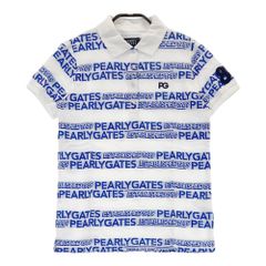PEARLY GATES(パーリーゲイツ）ニットポロシャツ/6/ホワイト×ブルー PEARLY GATES(パーリーゲイツ）ニットポロシャツ/6/ホワイト×ブルー