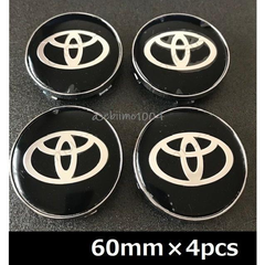 トヨタ ホイールキャップ TOYOTAロゴ エンブレム センターハブキャップバッジ 黒ブラック 60mm 4個セット