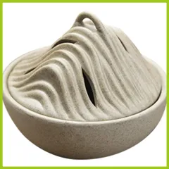 [大人気］インテリア（ホワイト） 香皿 お香ホルダー お香 香立て 山頂 フタ付き お線香立て 仏具 仏具 丸香炉 コーン型 線香 渦巻き お香立て 陶器 香炉 HIGHAWK