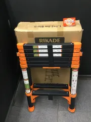 領収書発行可】RIKADE アルミ伸縮式脚立 耐荷重150kg 1.7+2.0m Black