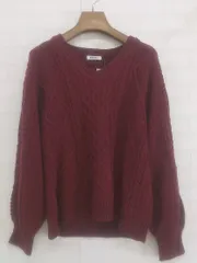 ◇ INGNI イング Vネック ケーブル 長袖 ニット セーター サイズM ワインレッド系 レディース P  【1301240012723】