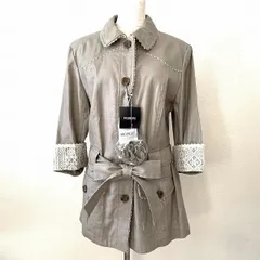#anc インゲボルグ INGEBORG ジャケット コート 13 ベージュ 麻混 レース コサージュ付き ベルト タグ付き 新品同様 レディース [930008]のサムネイル