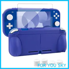 【在庫処分】switch liteカバー スイッチライト 任天堂 ケース TPU素材 一体式 全面保護 耐衝撃 特殊ハンドル 薄型軽量 着脱簡単 防水防塵 頑丈 スタンド機能 スティックカバー4つ 液晶保護フィルム1枚付き 6点セット 2022 ブルー