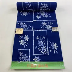 反物 優品 浴衣 草花 藍色 綿 【中古】