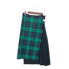 O'NEIL OF DUBLIN オニールオブダブリン アシンメトリーラップスカート サイズ:US4 チェックバックプリーツキルトウール    グリーン  / 240001161789