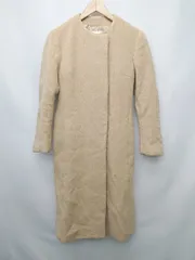 ◇ ◎ aquagirl アクアガール ノーカラー ウール混 ロング シンプル 長袖 コート サイズ36 ベージュ レディース P  【1404250007946】