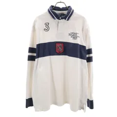 Polo by Ralph Lauren ポロバイラルフローレン 長袖 ラガーシャツ XXL ホワイト ビッグサイズ エルボーパッチ メンズ 古着