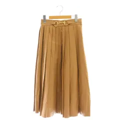 ダイアグラム グレースコンチネンタル Diagram GRACE CONTINENTAL ヴィーガンレザースカート ロング ミモレ丈 プリーツ フェイクレザー 36 ベージュ /MI ■OS