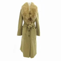 マックスマーラ MAX MARA 美品 銀タグ フォックスファーコート 毛皮 ウール ベルト付き ロング 38 M ベージュ /FF ■ECのサムネイル