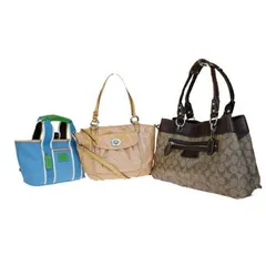 【中古】 3点セット コーチ COACH シグネチャー オプアート ショルダーバッグ ハンド トート キャンバス レザー エナメル 00HD918