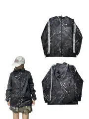 New Balance(ニューバランス) 黒 白 サイド ライン ウインドブレーカー フード ジャケット