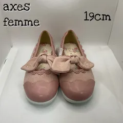 axes femme リボン付ラメスエードパンプス　ピンク　L19cm 発表会　お遊戯　ファーストシューズ