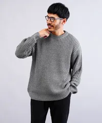 新品 未使用 JIGGYS SHOP(ジギーズショップ)ビッグワッフルクルーニットセーター 217560 グレーのサムネイル