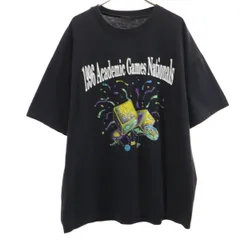 OLD オールド 90s プリント 半袖 Tシャツ ブラック シングルステッチ メンズ 古着