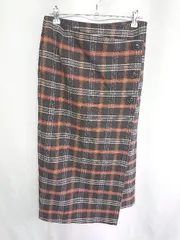 ◇ B:MING LIFE STORE by BEAMS チェック柄 膝丈 タイト スカート サイズS オレンジ ブラウン ブラック レディース E  【1408060059829】