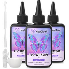HeyClear UVレジン液-300g大容量,超透明感/高い硬度/黄変しません/迅速に硬化可能，初心者に適しているDIYはジュエリー制作やハンドメイド装飾品、注型成型、コーティングに です 0