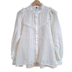 CHONO(チョノ) 長袖シャツブラウス サイズF レディース美品  - 白×アイボリー レース/ラメ/フリル/スター(星)