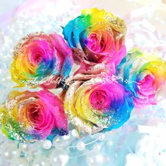 レインボーゴールドローズ❁*｡3輪　花材 プリザーブドフラワー ハーバリウム花材