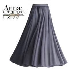 チュールスカート レディース マキシスカート Aライン フレア ウエストゴム ハイウエスト スカート 無地 きれいめ 美シルエット おしゃれ 