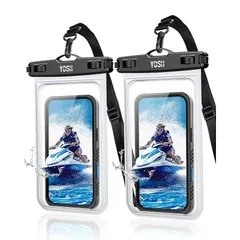 YOSH スマホ防水ケース 大きめ 大容量 ケースのまま 首かけ タッチ操作 顔認証 IPX8認定 お風呂用 水中 撮影 海釣り シュノーケリング 海 プール 釣り 雨 潜水 水泳 雪 温泉適用 透明 8.5インチ対応 iPhone16ProMax/Gal 1