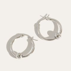 E028 ピアス イヤリング ビーズ付き フープピアス キャッチレス silver925 シルバー