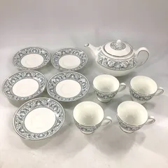 WEDGWOOD ウェッジウッド ドルフィン 貝柄 ティーポット＆カップ＆ソーサー ティーセット 4客【ND-653】