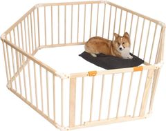犬 サークル 木製 室内 大型犬 サークル 折りたたみ 小型犬 猫 うさぎ 小動物用ゲージ パネル6枚 高さ66cm 形組み換え可能 ジョイント式 ダブルロック 折りたたみサークル取扱説明書付き