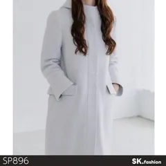 美品 JEANASIS ジーナシス フードコート 長袖 無地 フラップポケット付き シンプルデザイン ウール調素材 　グレー　 【SP896-00】 送料無料　古着　レディース