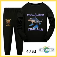 4733 Tung Tung Tung Sahur トゥントゥントゥンサフール 長袖パジャマ ロンT セットアップ 110 120 130 140 150 160 黒ブラック男の子ミーム子供キッズ服イタリアンブレインロット tsls1