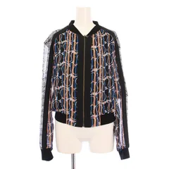 ビーシービージーマックスアズリア BCBGMAXAZRIA Harrison Bomber Jacket ハリソンボンバージャケット ブルゾン アウター シアー シースルー ジップアップ 総柄 XS 黒 ブラック マルチカラー /BBのサムネイル