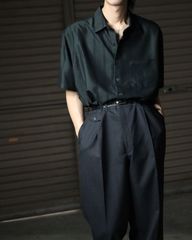 VAN HEUSEN  satin jacquard stripe oversized s/s shirt black 00s マルチ ジャガード ストライプ サテン オーバーサイズ 半袖 シャツ 黒 ブラック XL