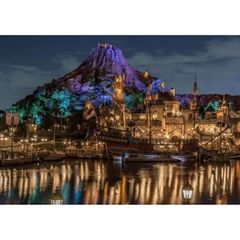絵画風 壁紙ポスター (はがせるシール式) ディズニーシーの夜景 ディズニーリゾート キャラクロ DNS-001A1 (A1版 830mm×585mm) ＜日本製＞ ウォールステッカー ディズニー お風呂ポスター