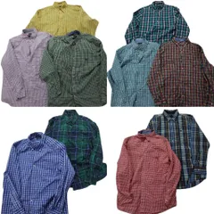 古着卸 まとめ売り チャップス CHAPS 長袖シャツ 10枚セット (メンズ Ｌ ) ギンガムチェック マドラス ストライプ  中古 古着 NA7377