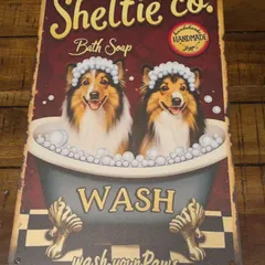 Belle様 犬 シェルティ ブリキ看板 d31