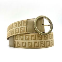 FENDI ズッカ柄 FFロゴ ゴールド金具 レザー ベルト FENDI(フェンディ) Zucca Pattern Logo Buckle Leather Belt ズッカ柄