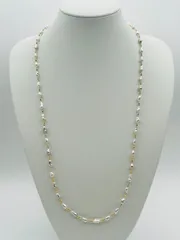 南洋マルチパール ケシ ステーションネックレス 真珠 SVクラスプ金メッキ K18ミラーボール 4.0~4.5mm KESHI