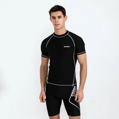 水着 セパレート メンズ 半袖 上下セット フィットネス フィットネス水着 水陸両用 サーフパンツ 海 セット 男性 男性用 おしゃれ スイムパンツ 水泳 練習用 スパッツchengyu03