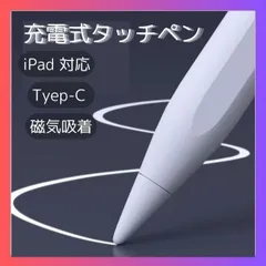 iPad タッチペン スタイラスペン 充電式 Type-C 磁気吸着 パームリジェクション 高感度 ペンシル 互換 Apple Pencil 替え芯付き イラスト お絵描き メモ ペンタブ対応 軽量 静音 タブレット用