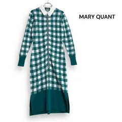 R2507/ MARY QUANT マリークワント ギンガムチェック ニット ワンピース グリーン