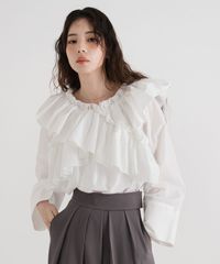 夢展望公式 [新品未使用] ２ｗａｙオフショルフリルブラウス [ホワイト] 他カラー別ページ有 rectangle ブラウス・シャツ ブラウス・シャツ（長袖） 535211-01