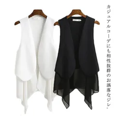 カジュアル ベスト 重ね着 体型カバー ジャケット ノースリーブ レイヤード シフォンベスト 40代 在宅 アウター レディース  日常 無地  通学 外出 羽織り 通勤 大きいサイズ 20代 30代#sowa6584587