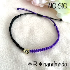 【610】ハンドメイド　ミサンガ　アンクレット　ムーンスター　黒×紫　レディース　メンズ
