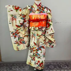 507agu51、帯□七五三 7歳 セミアンティーク 女児 着物のみ□状態良好 507agu51□七五三 7歳 セミアンティーク 女児 着物のみ□状態良好