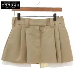 MIUMIU ミュウミュウ MIU MIU ミュウミュウ 刺繍ロゴ入り チノ ミニスカート レディース ベージュ 42 MG1801 22年製 42