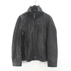 バーバリーブラックレーベル BURBERRY BLACK LABEL BMP32-818-09 ダブルジップ ジャケット M 黒系 ブラック ポケットのサムネイル